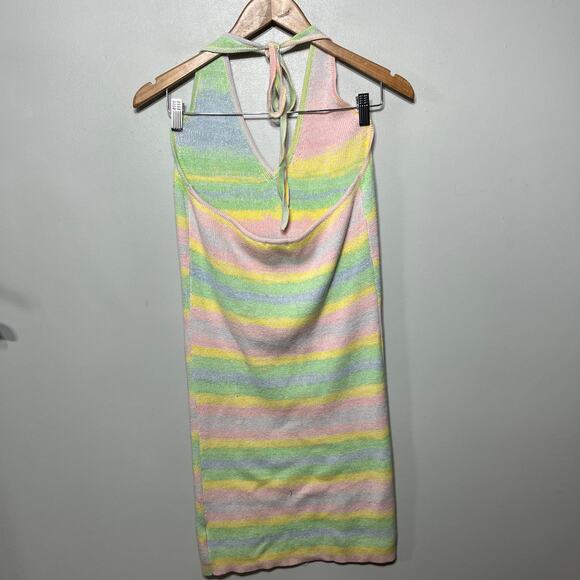 Wild Fable NWT Dress Pastel Rainbow Striped Knit Halter Summer Vacation Beach XL - Picture 5 of 9